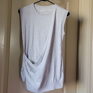 All Saints Crew Neck Asymmetrical Drape Top - Gray